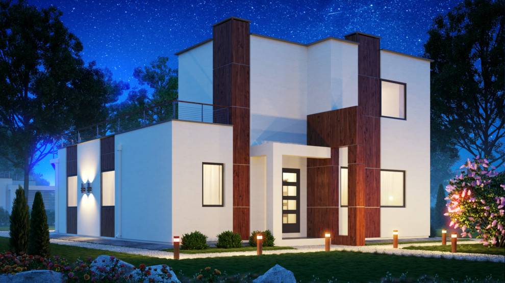 Двухэтажный дом хай-тек 226м2 П-0156