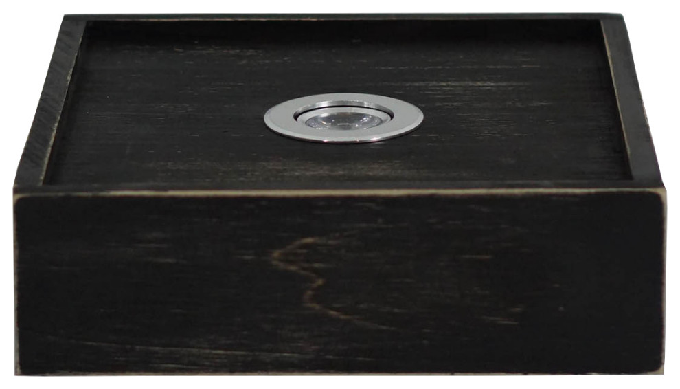 7" Square Stained Floating Wall Shelf with Builtin LED Light