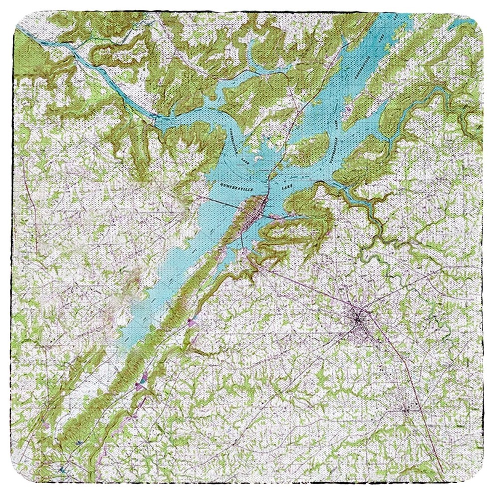 Lake Guntersville, AL Nautical Map Coasters - Three Sets of 4 (12 Total ...