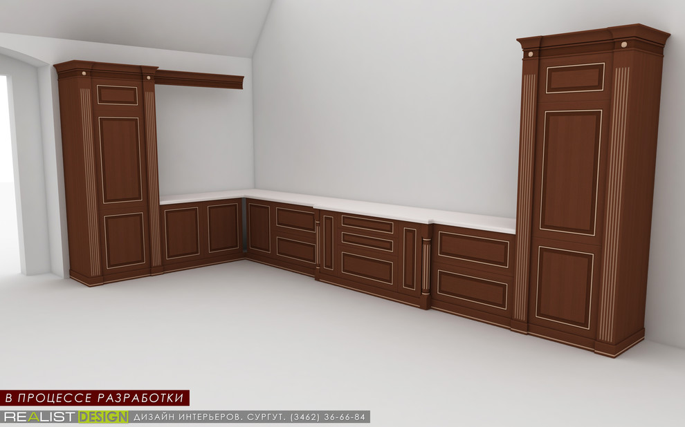 Разработка дизайна кухни для выполнения её из массива