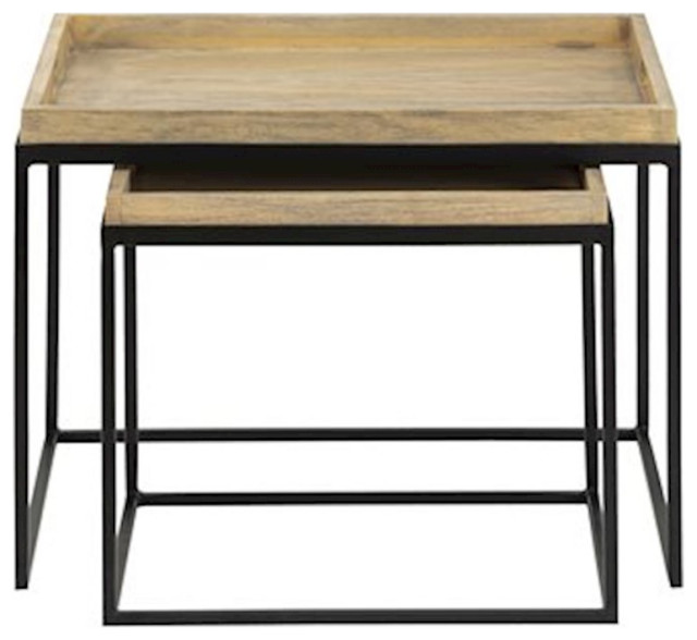 Elk Home Akin Accent Tables, Set of 2, Black/Natural