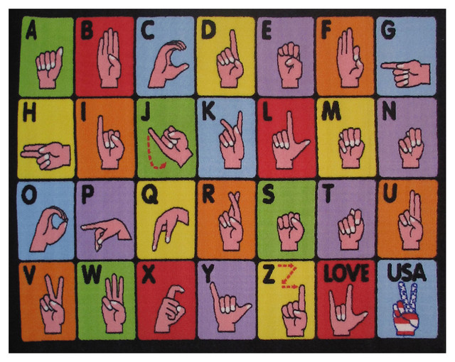 Fun Rugs Fun Time Collection Sign Language Area Rug, 51"x78"