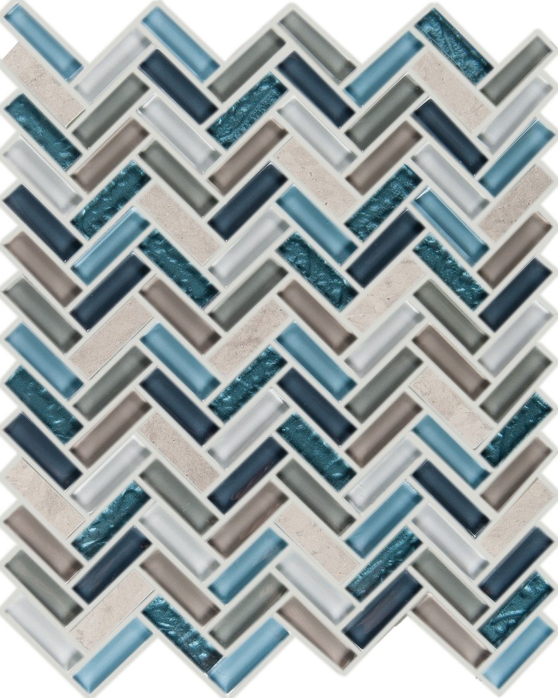 12"x12" Herringbone Imagination Mosaic, Set Of 4, Mount Wrangell