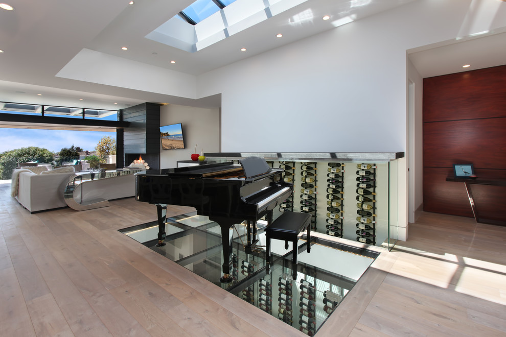 Design ideas for a contemporary wine cellar in Los Angeles with storage racks.