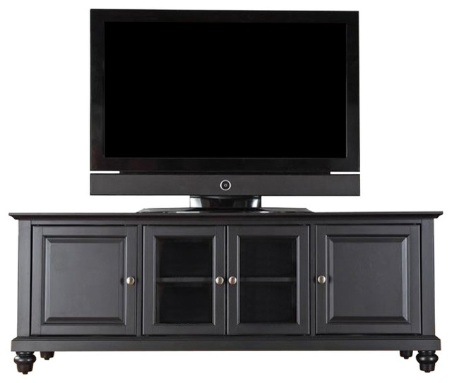Pemberly Row 60" Low Profile TV Stand in Black Traditional