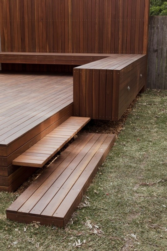 This is an example of a small contemporary backyard deck in Sydney with no cover.