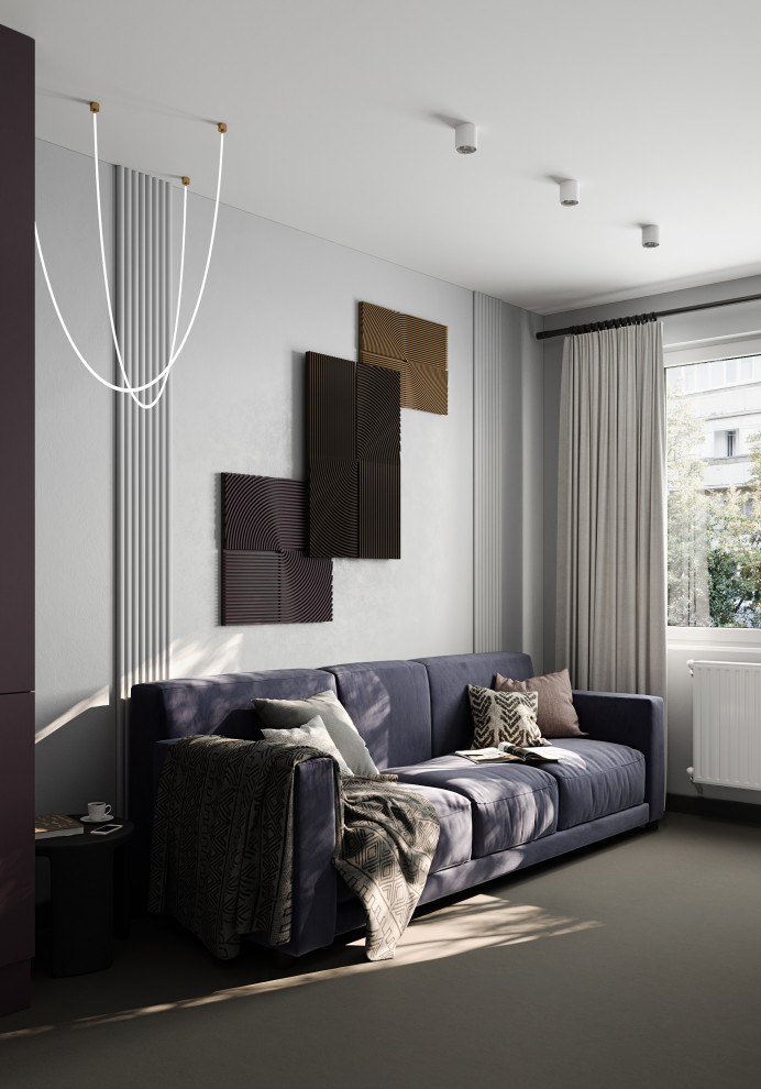 Визуализация гостиной-кухни по дизайну Яны Феодориди