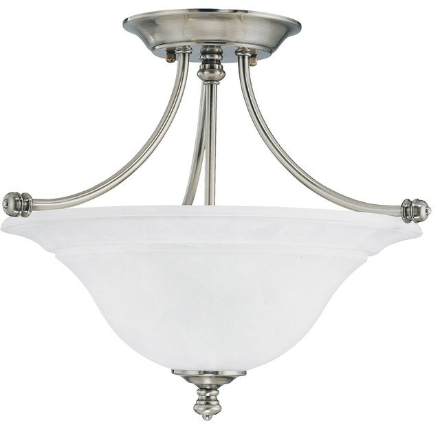 Flush Mounts 2 Light Fixture With Satin Pewter Metal Material E26 16 200 Watts
