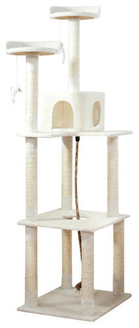 PETMAKER Sleep and Play Cat Tree, 6 ft tall, Ivory