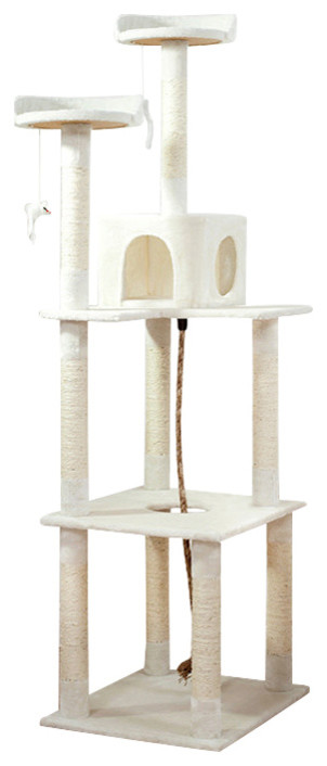 PETMAKER Sleep and Play Cat Tree - 6 ft tall - Ivory