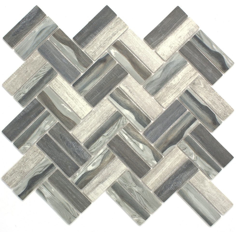 11.75"x11.75" Ula Recycled Glass Tile Mosaic Sheet, Gray
