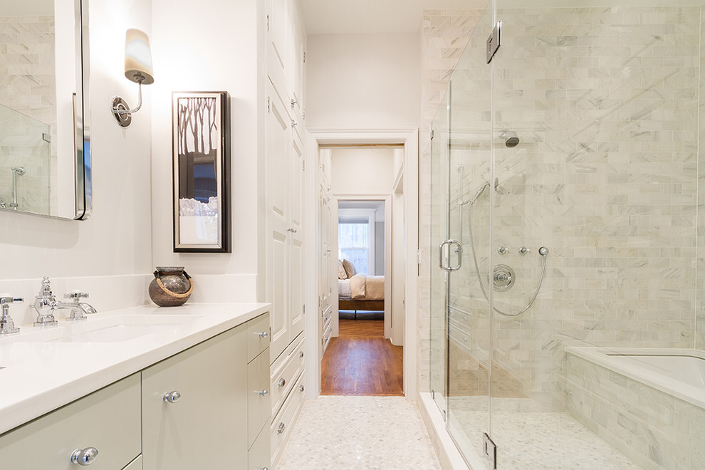 Design ideas for a transitional bathroom in New York.