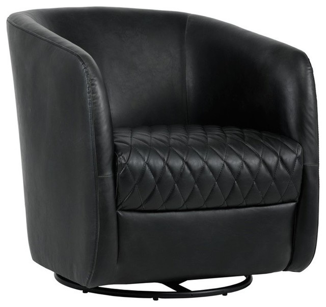 Sunpan 102260 Dax Swivel Club Chair Coal Black