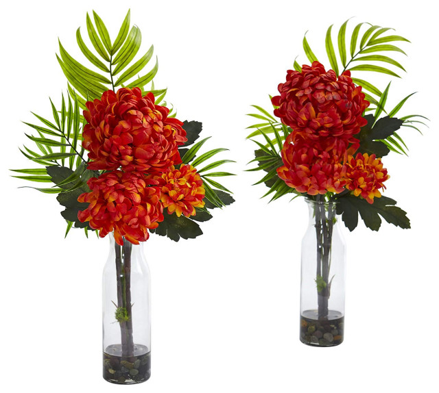 Tropical Mum Artificial Arrangement (Set of 2) Modern Artificial