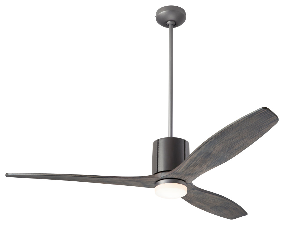 LeatherLuxe Fan, Graphite/Gray, 54" Graywash Blades With LED, Remote Control