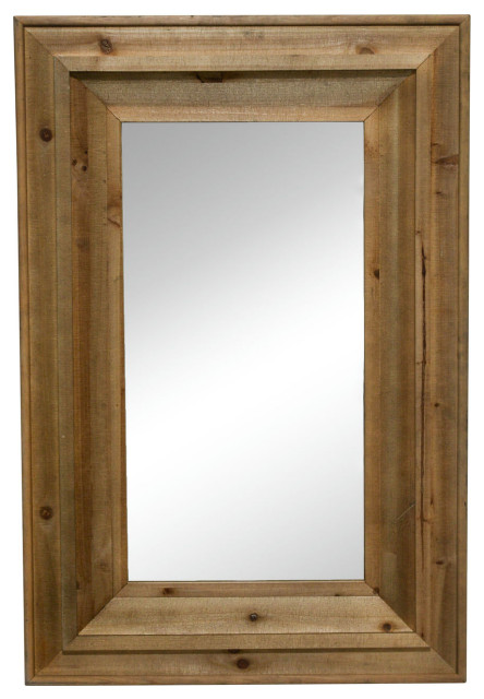 Wood Frame 24 X 36" Wall Mirror, Brown Wb - Rustic - Wall Mirrors - by ...