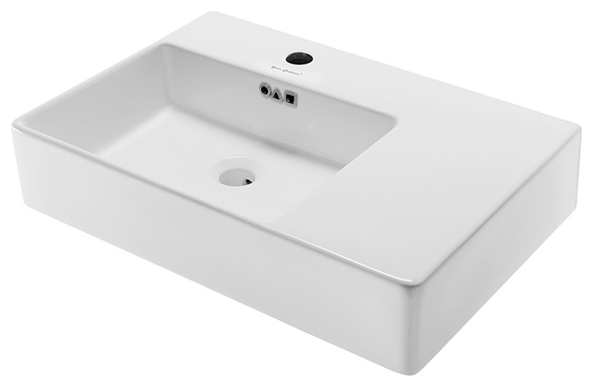St. Tropez 24"x18" Ceramic Wall Hung Sink With Left Faucet Mount, Glossy White