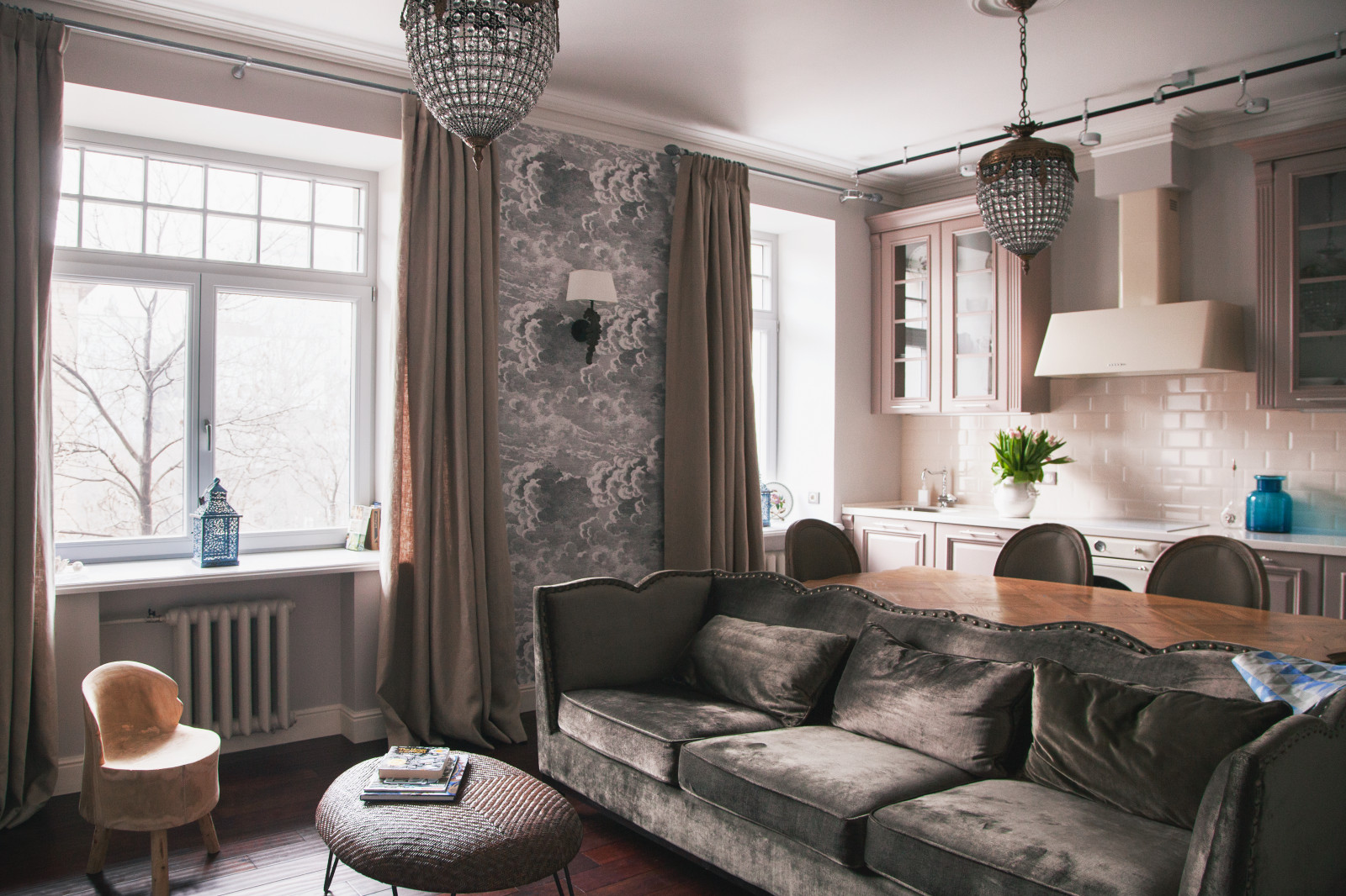 Остекление квартиры в Малом Демидовском переулке (дерево-алюминиевые окна)