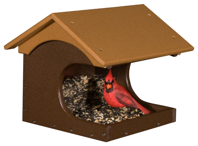 Covered Bird Feeder Post Mounted Recycled Contemporary Bird