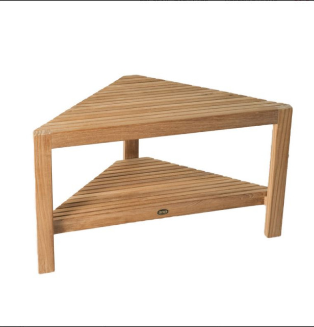 Fiji Teak Corner Shower Bench With Shelf Shower Benches & Seats by