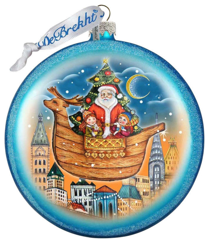 Hand Painted Scenic Glass Ornament Christmas Arrival