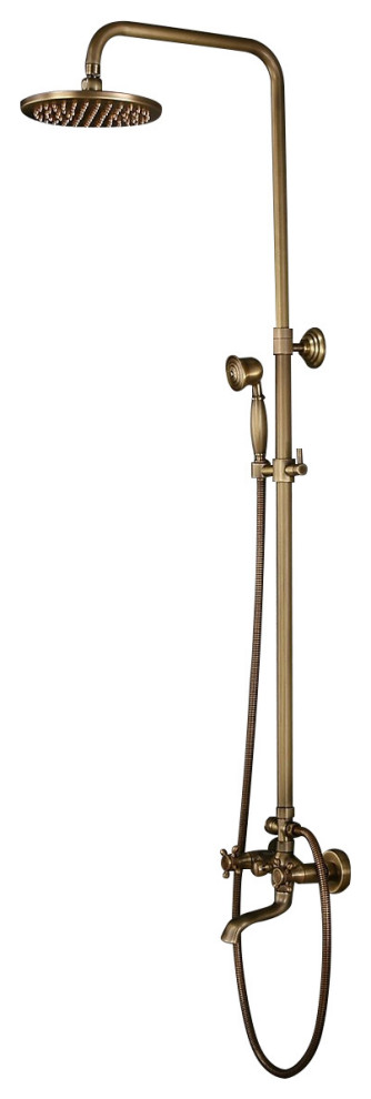 Antique Brass Wall Mounted Bathroom Rainfall Shower Faucet Set  Prs134