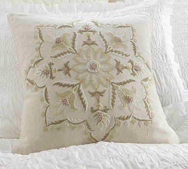 Melinda Suzani Embroidered Pillow Cover, 18" sq.