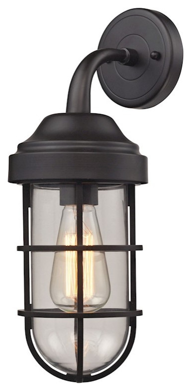 ELK Lighting Seaport 1-Light 16" Wall Lamp, Bronze/Clear