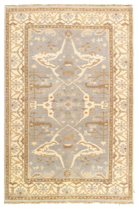 Gray Color Fine Hand Knotted Oushak Design 5'2'' X 8'