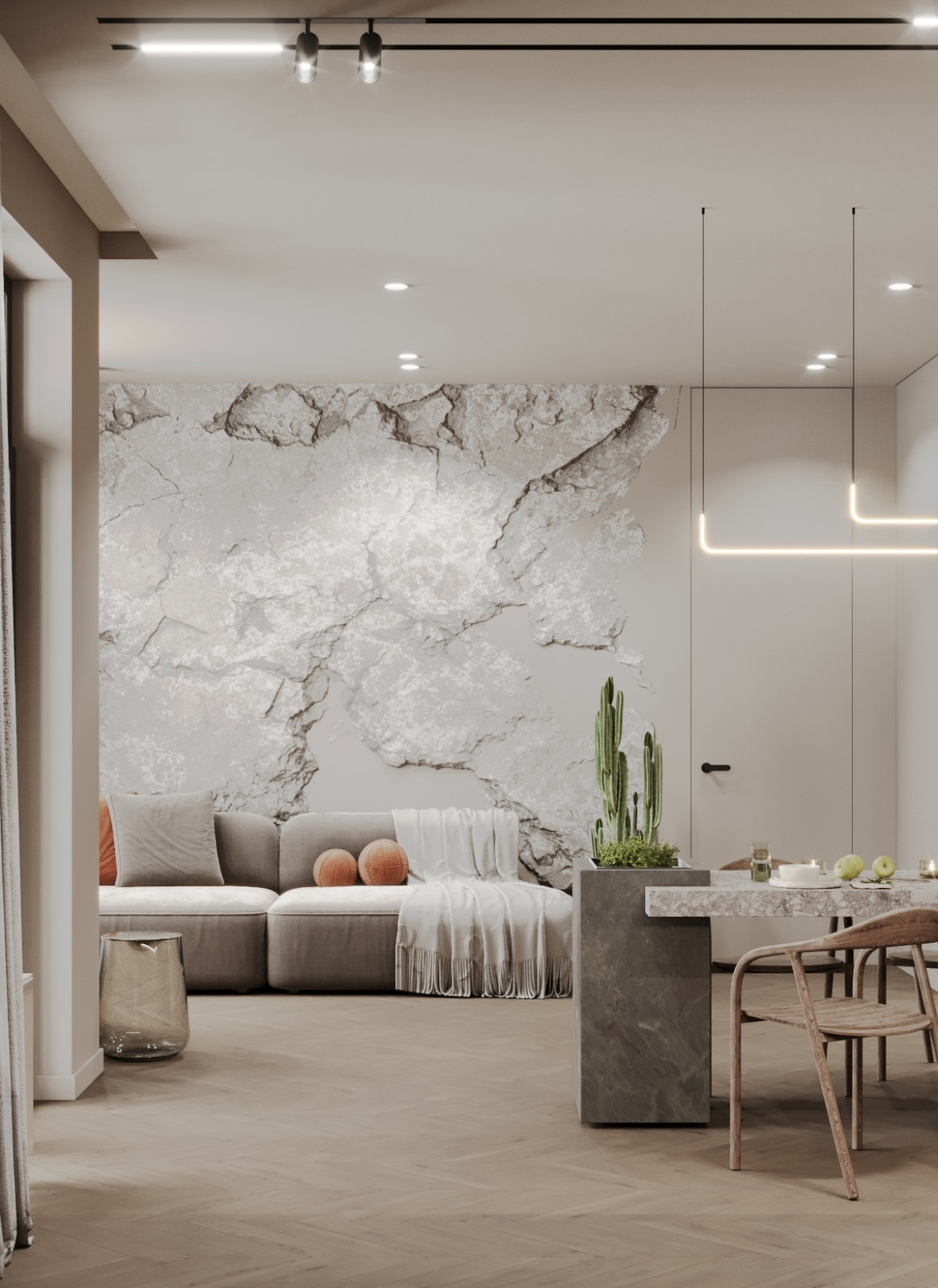 Двух комнатная квартира в стиле эко минимализм. 2023-24 г