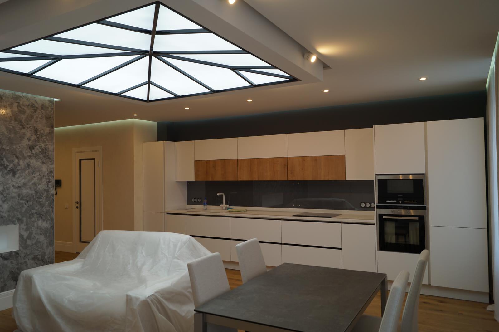 Ремонт квартиры в современном стиле - Гостиная - кухня - столовая