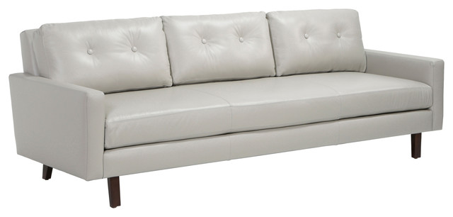 Interlude Aventura Modern Clic Wood Frame Grey Leather Tufted Back Sofa