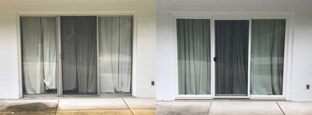 Before After Three Panel Sliding Patio Door Traditional