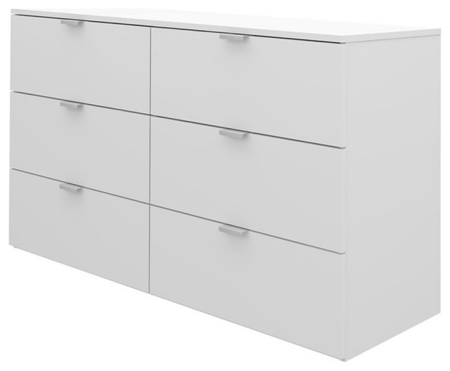 Bowery Hill 6Drawer Modern Wood Bedroom Dresser in Matte White Modern Dressers by