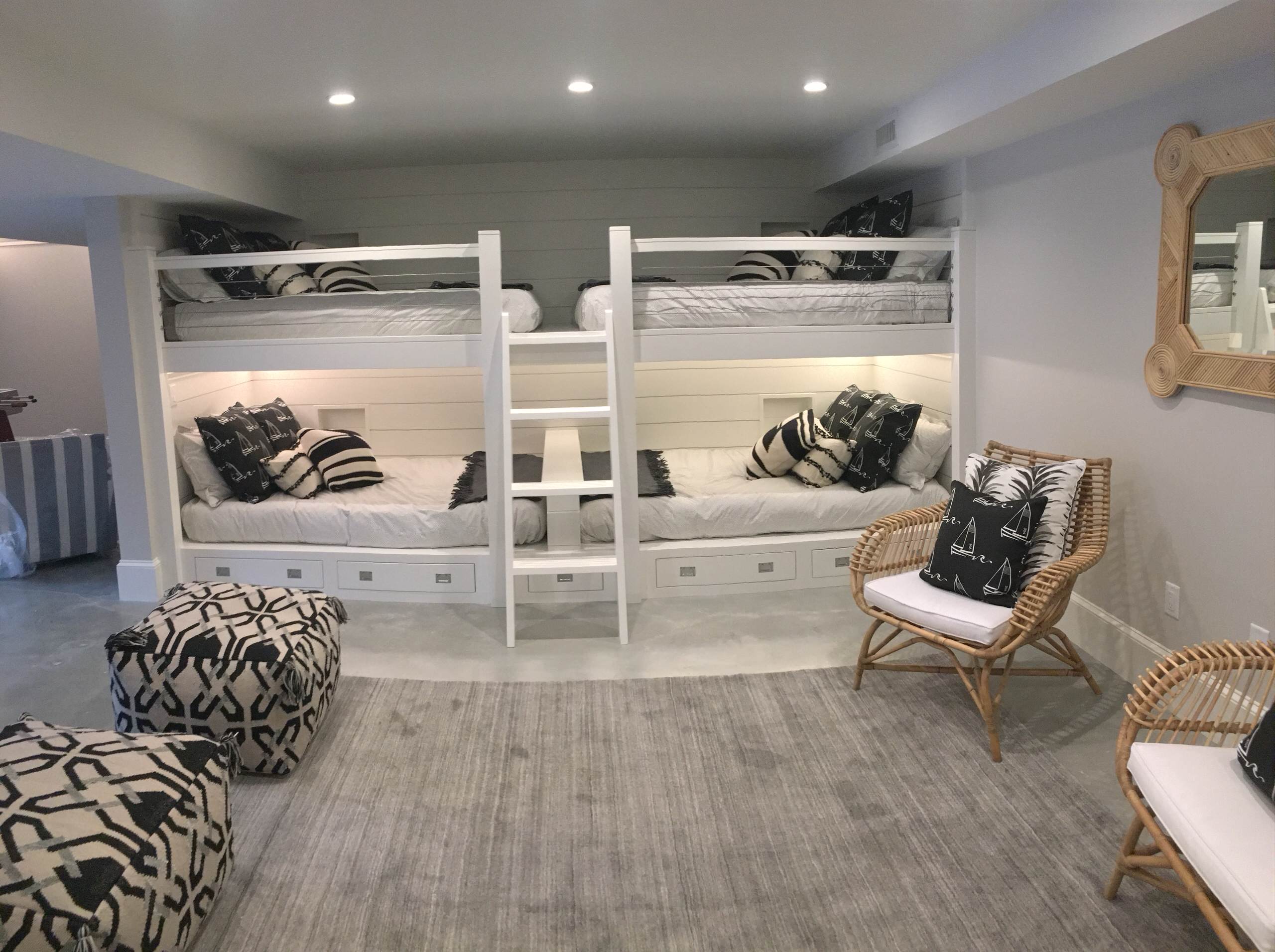 A fully equipped laundry room with a built ins