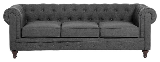 Chesterfield Tufted Fabric Sofa Gray