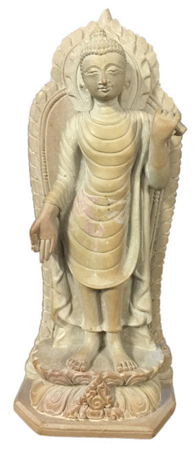 Standing Gandhar Buddha in Varada Mudra Gorara Stone Statue 9"
