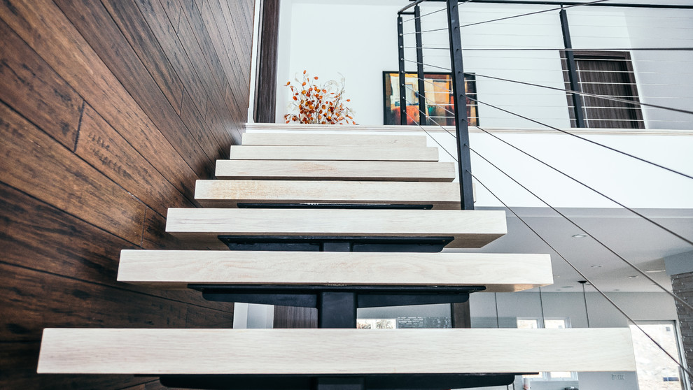 Expansive contemporary staircase in Boston.