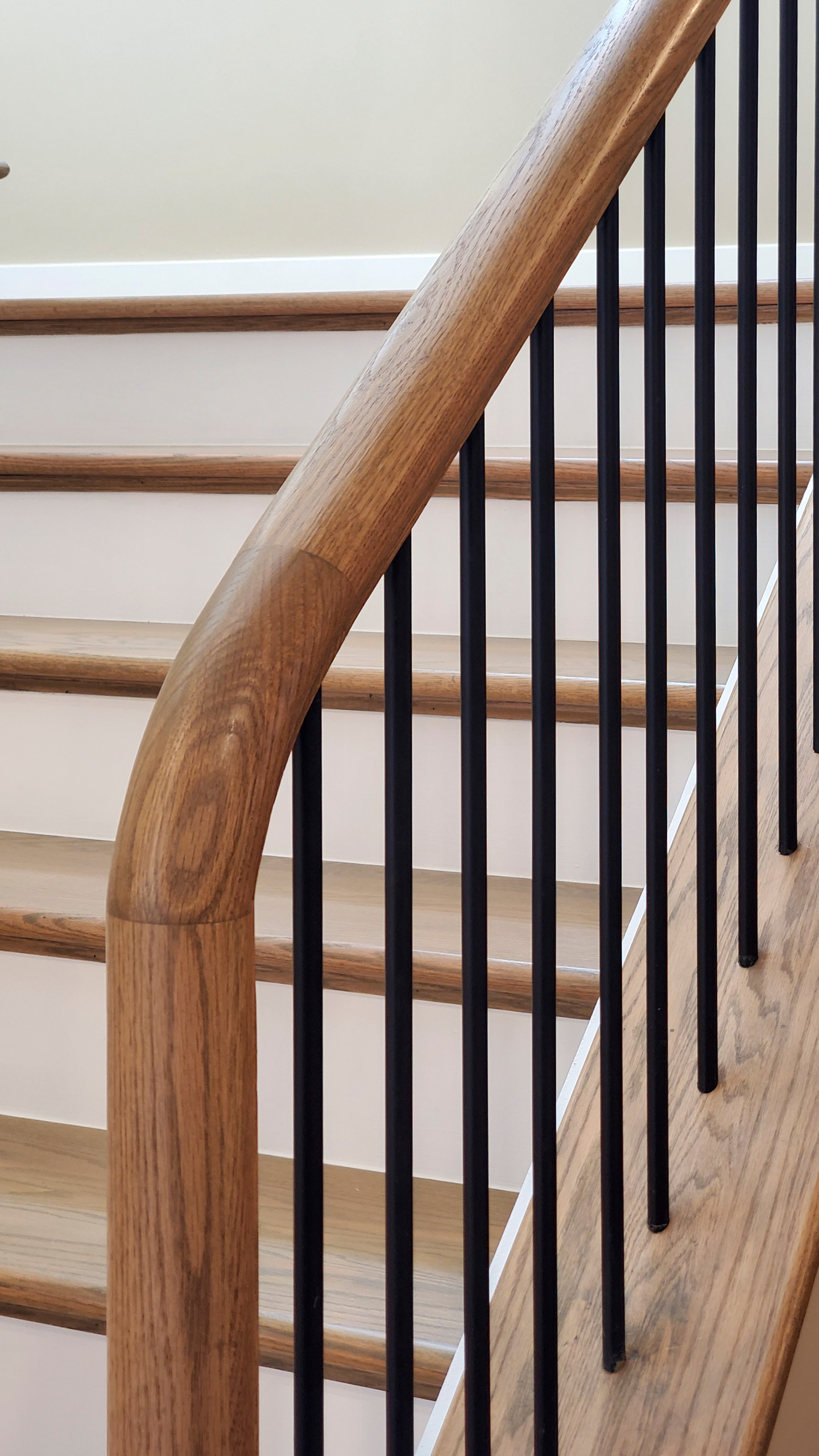 Project #153 | Sophisticated Red Oak Stair with Metal Balusters