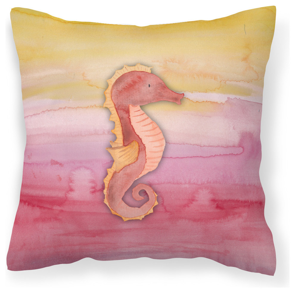 Seahorse Watercolor Fabric Decorative Pillow Beach Style Outdoor Cushions And Pillows by