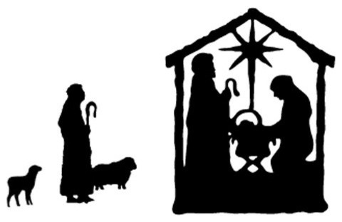 Nativity Scene Art, Black, Manger