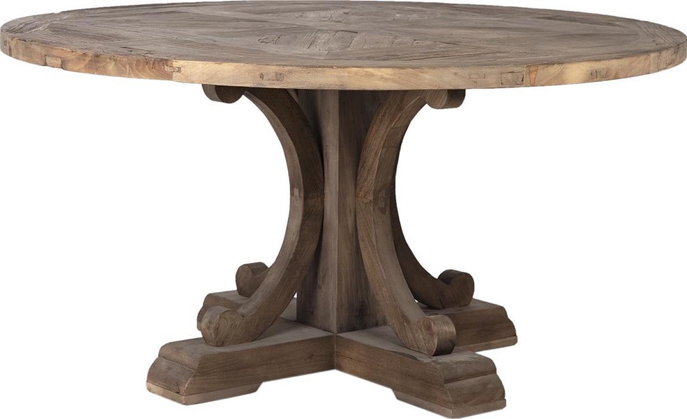 Dining Table Reclaimed Elm Wood Round Natural Wax Sealed - Traditional - Dining Tables - by ...
