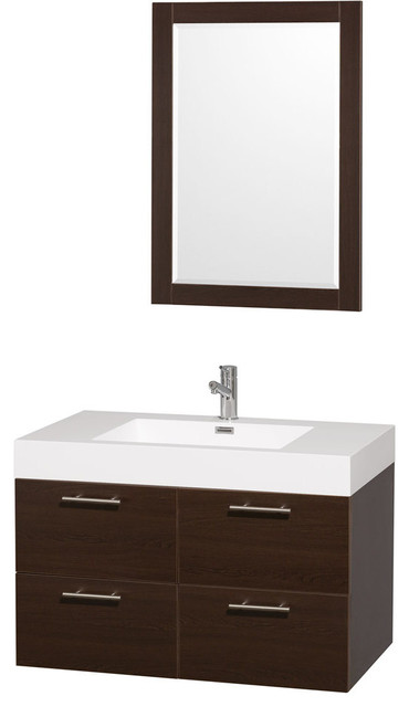 Amare 36in. Wall Vanity Set in Espresso w/ Acrylic-Resin Top and Integrated si