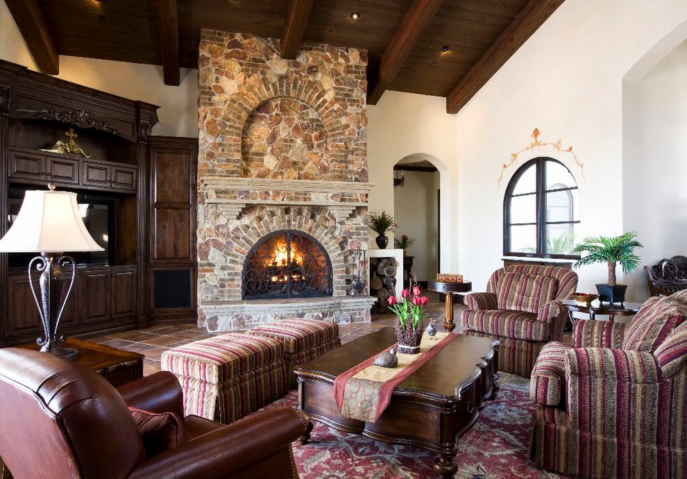 This is an example of a mediterranean family room in San Diego.