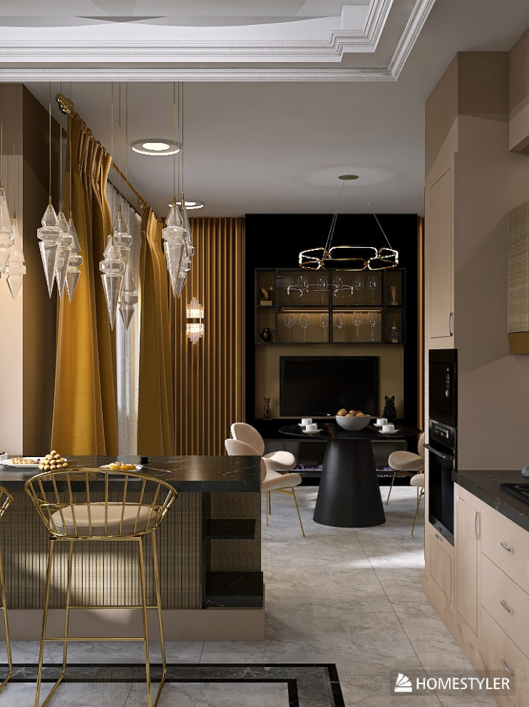 Кухня-гостиная в стиле Ар-Деко