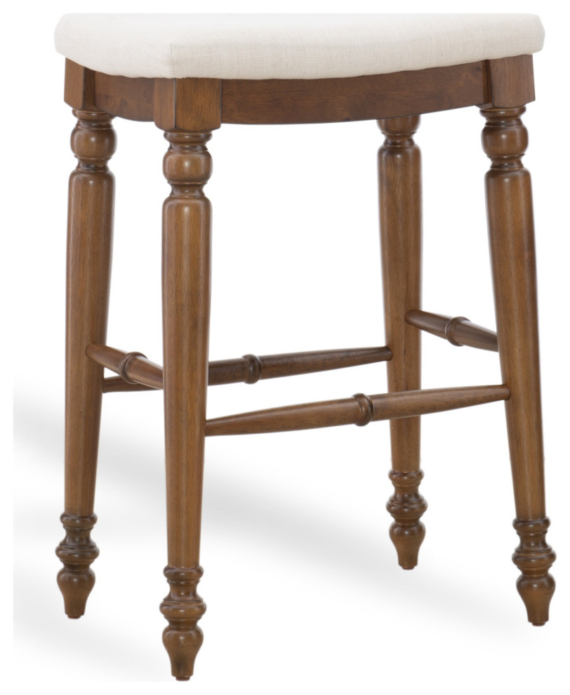 Marino 30" Backless Bar Stool, Linen/Walnut Farmhouse Bar Stools And Counter Stools by