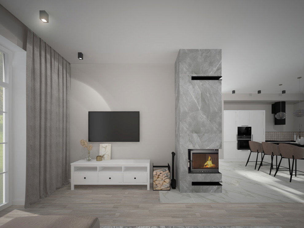 Кухня-гостиная в частном доме.