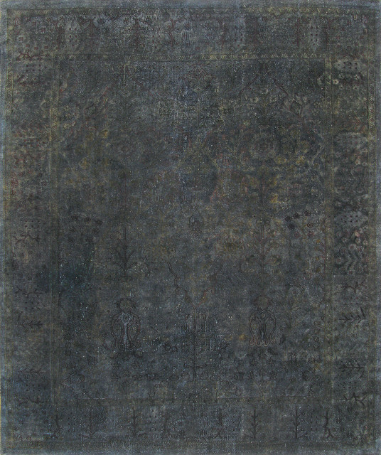 Rugsville Dark Grey Wool Overdyed 12216 Rug 8x10