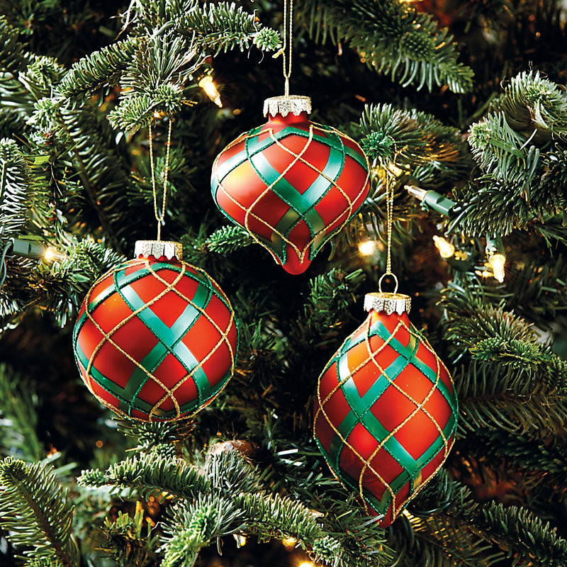 Plaid Ornaments - Set of 3