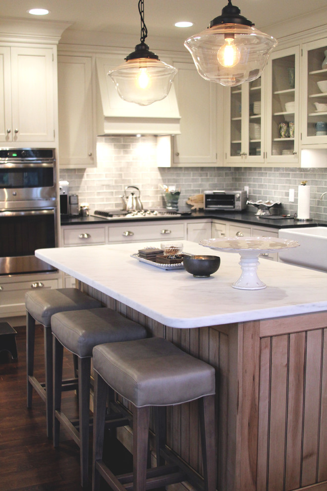 Example of a large transitional kitchen design in Boston